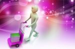 Man With Trolley For Delivering Books Stock Photo