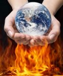 World In Fire Stock Photo