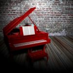 Red Piano Stock Photo