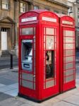 Telephone Box With Cash Machine In Bath Stock Photo