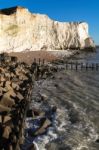 White Cliffs At Seaford Head Stock Photo