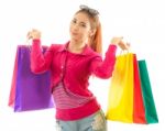 Woman Holding Shopping Bags Stock Photo