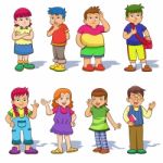 Set Of Cute Cartoon Kids Stock Photo