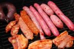 Tasty Meal With Fresh Meat On Grill Stock Photo