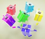 Celebration Giftboxes Indicates Present Wrapped And Fun Stock Photo