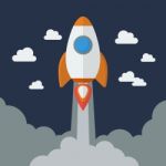 Rocket Flat Design Stock Photo