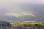 Sunny October Day In Austria. Autumn In Alps Stock Photo