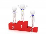 Three People In Winners Podium Stock Photo