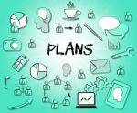 Plans Icons Indicates Symbol Aspire And Organizer Stock Photo