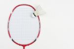 Baminton Racquet With Shuttlecock Stock Photo