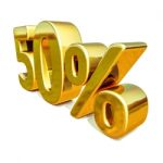 3d Gold 50 Percent Sign Stock Photo