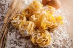 Fettuccine Pasta Italian Food Still Life Rustic Close Up Macro Stock Photo