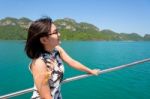 Young Woman On The Boat Stock Photo