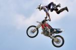 Stunt Motorcyclist At The Hop Farm In Kent Stock Photo