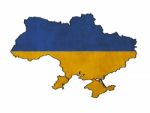 Ukraine Map On  Flag Drawing ,grunge And Retro Flag Series Stock Photo