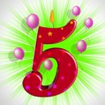 Number Five Party Shows Cake Decoration Or Birthday Cake Stock Photo