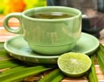 Lime Green Tea Indicates Beverages Fruit And Cafeterias Stock Photo