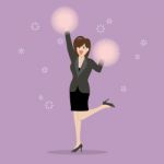 Business Woman Cheerleader Stock Photo