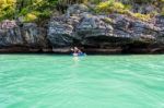 Mother And Daughter On Kayak Stock Photo