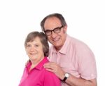 Smiling Aged Loving Couple Stock Photo