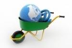 Wheelbarrow Carrying Earth And Email Sign Stock Photo