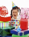 Girl Receiving Presents Stock Photo