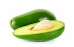 Green Avocado Isolated On The White Background Stock Photo