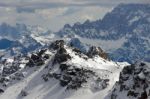 View From Sass Pordoi In The Upper Part Of Val Di Fassa Stock Photo