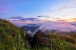 Sunset On Phu Chi Fa Forest Park, Thailand Stock Photo