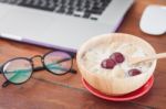 Granola With Fruits On Work Station Stock Photo