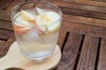 Close-up Glass Of Apple Infused Water Stock Photo