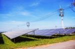 Solar Panels On The Lawn Stock Photo