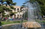 View Of The  Fountain  In Front Of The Arena In Verona Stock Photo