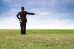 Businessman Using Binoculars Stock Photo