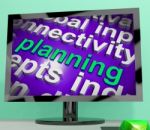 Planning Word Cloud Shows Objectives Plan And Organize Stock Photo