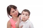 Boy And Mother Playing Together Stock Photo