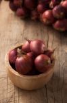 Shallots Still Life Wood Background Stock Photo