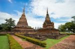 Unesco World Heritage Site Wat Sa Si In Sukhothai Stock Photo