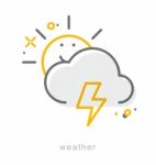 Thin Line Icons, Weather Stock Photo