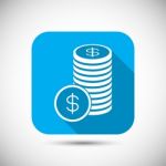 Money Coin Flat Long Shadow Icon Stock Photo