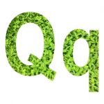 English Alphabet Made From Green Grass On White Background Stock Photo