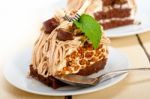 Chestnut Cream Cake Dessert Stock Photo