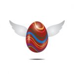 Easter Egg Fly Wing Realistic Color Design  Illustration Stock Photo