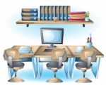 Cartoon  Illustration Interior Office Room With Separated Layers Stock Photo