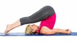 Middle Age Woman Doing Yoga Exercises Stock Photo