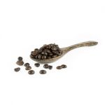 Coffee Beans In Olive Wood Spoon Stock Photo