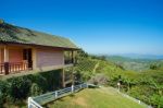 Home In The Mountain With Tea Plantation Blue Sky Background Stock Photo