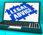 Legal Advice Laptop Shows Criminal Attorney Expert Guidance Stock Photo