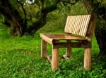 Wood Bench In Garden Stock Photo