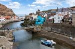 High Angle View Of Staithes Stock Photo